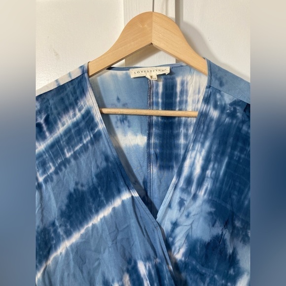 LOVESTITCH wrap blouse tie dye long bell sleeve size small - Picture 3 of 12